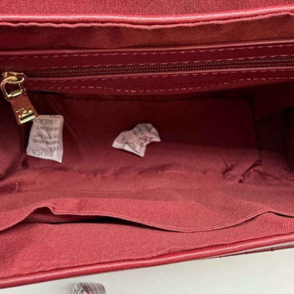 Badgley Mischka Wine Quilted Crossbody Bag with Chain Vegan Leather $179 - Picture 9 of 13